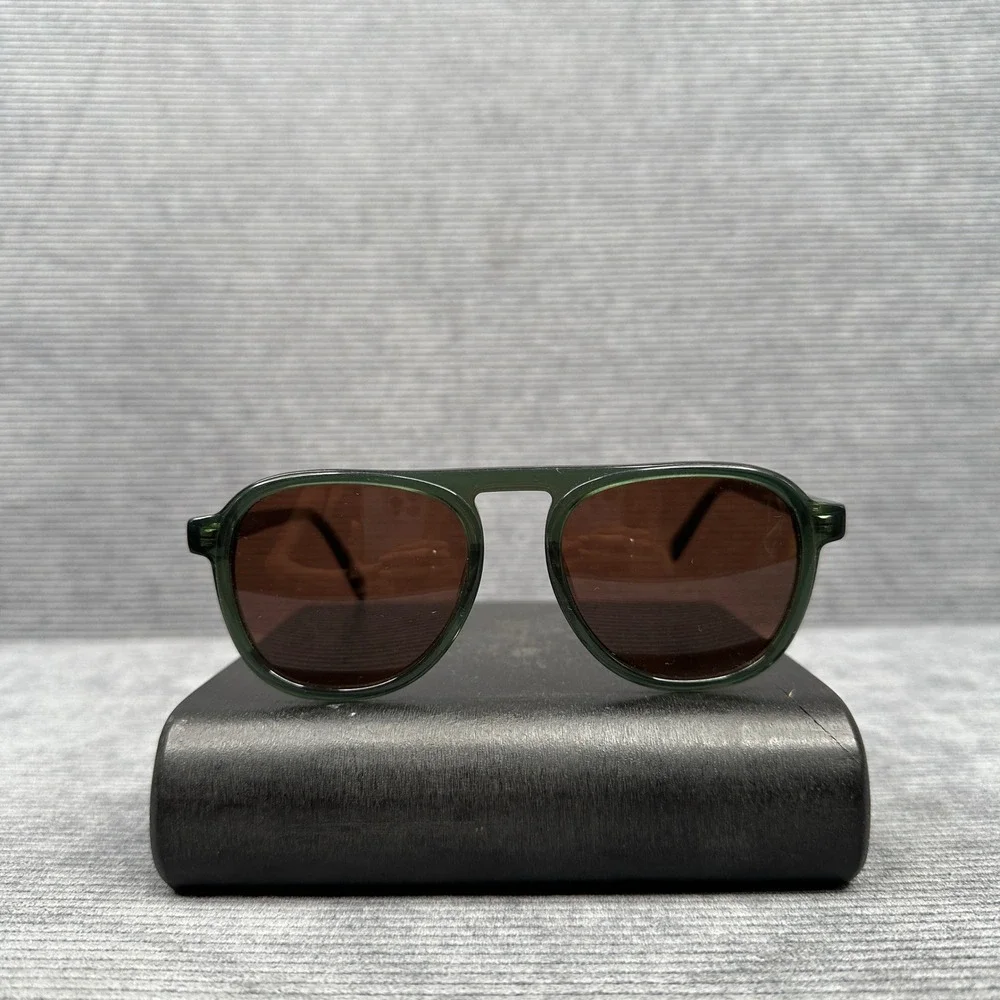 Warby Parker Blaise Y2K Sunglasses Green Acetate Brown Lens 145